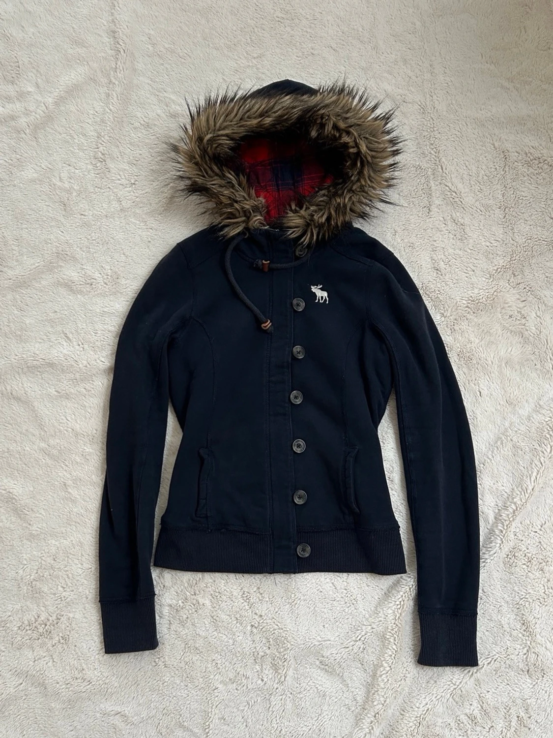 Abercrombie & fitch zip/kofta med päls 