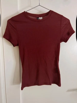 Vinröd t-shirt från hm - Säljer en enkel vinröd t-shirt från H&M. Den är genomskinlig ( men det är så modellen är )☺️