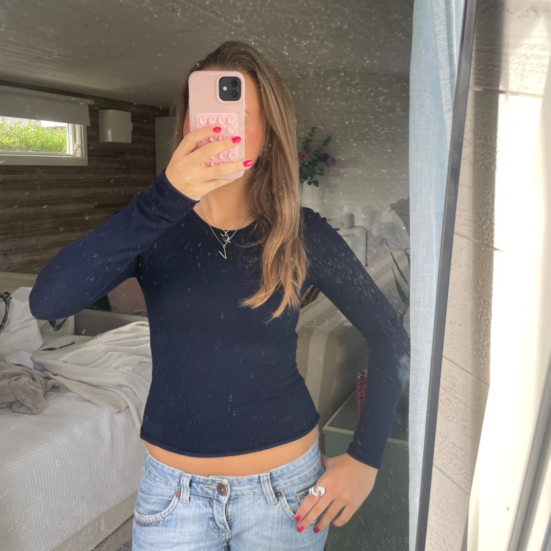 Tröja långärmad T-shirt finstickad  - 1