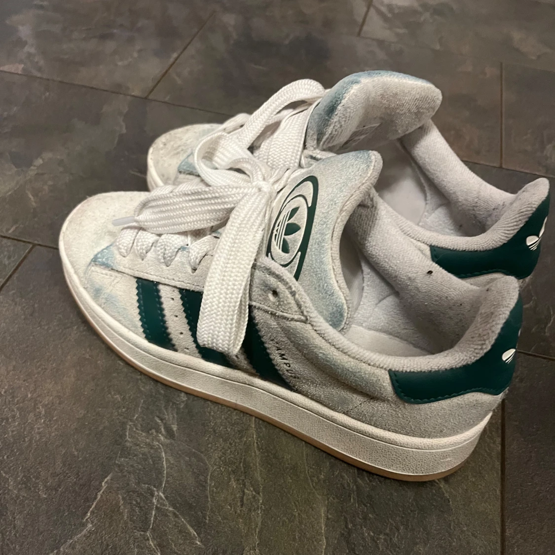 Adidas Campus sneakers vit/grön mocka - 3