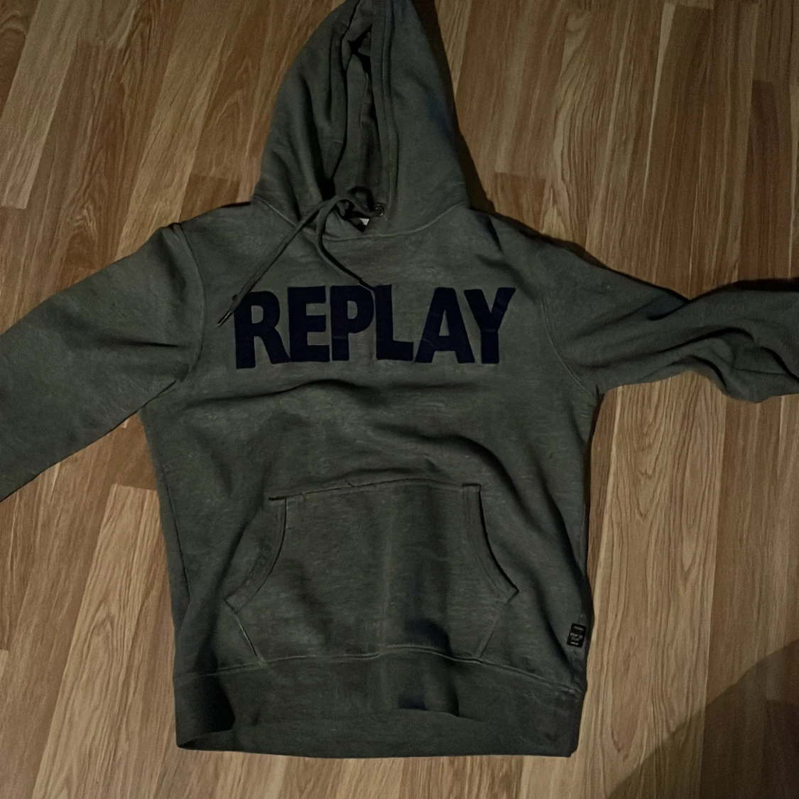 Grå hoodie från Replay med blå logga