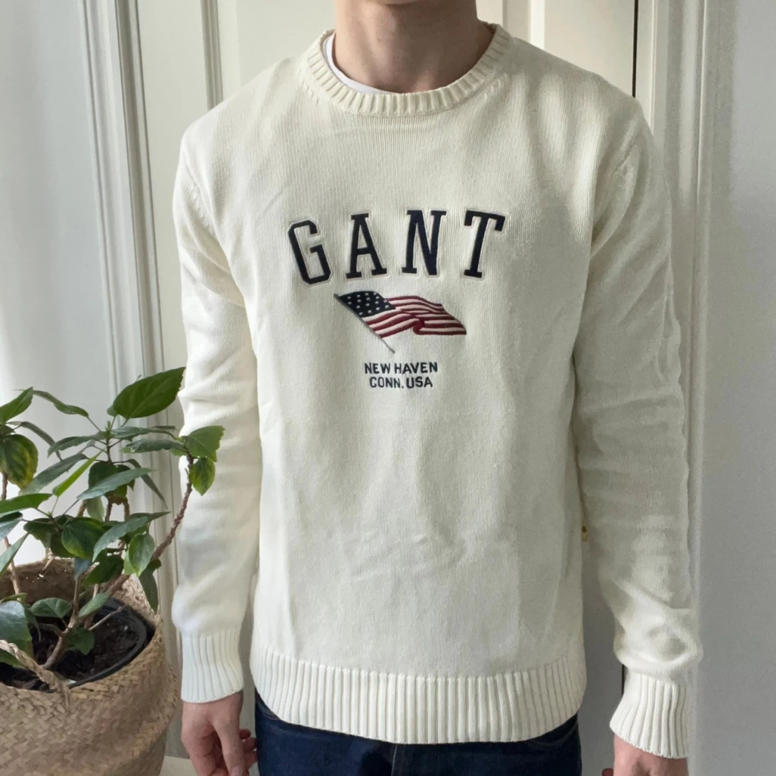 Gant tröja vit/ beige i storlek M - 3