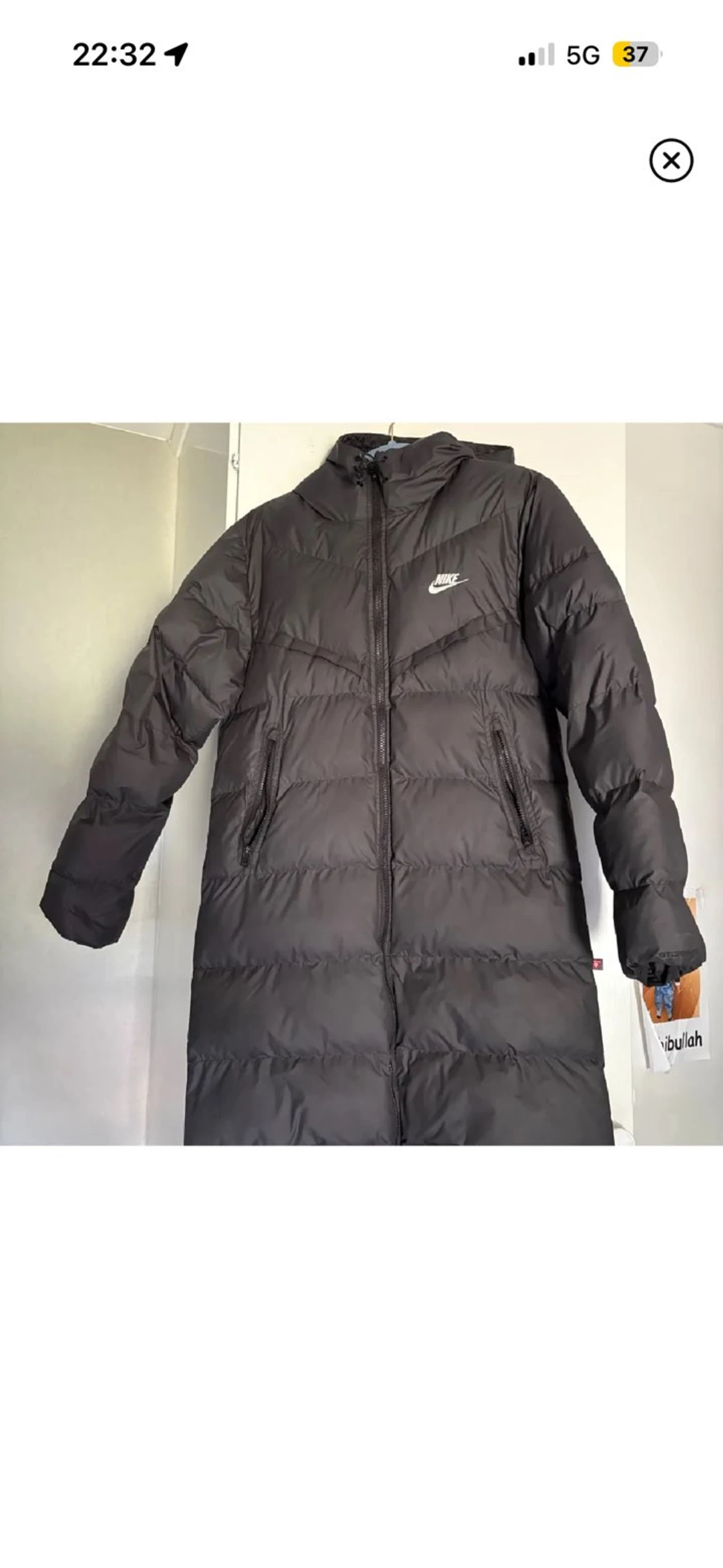 Svart lång Nike pufferjacka XS - 2