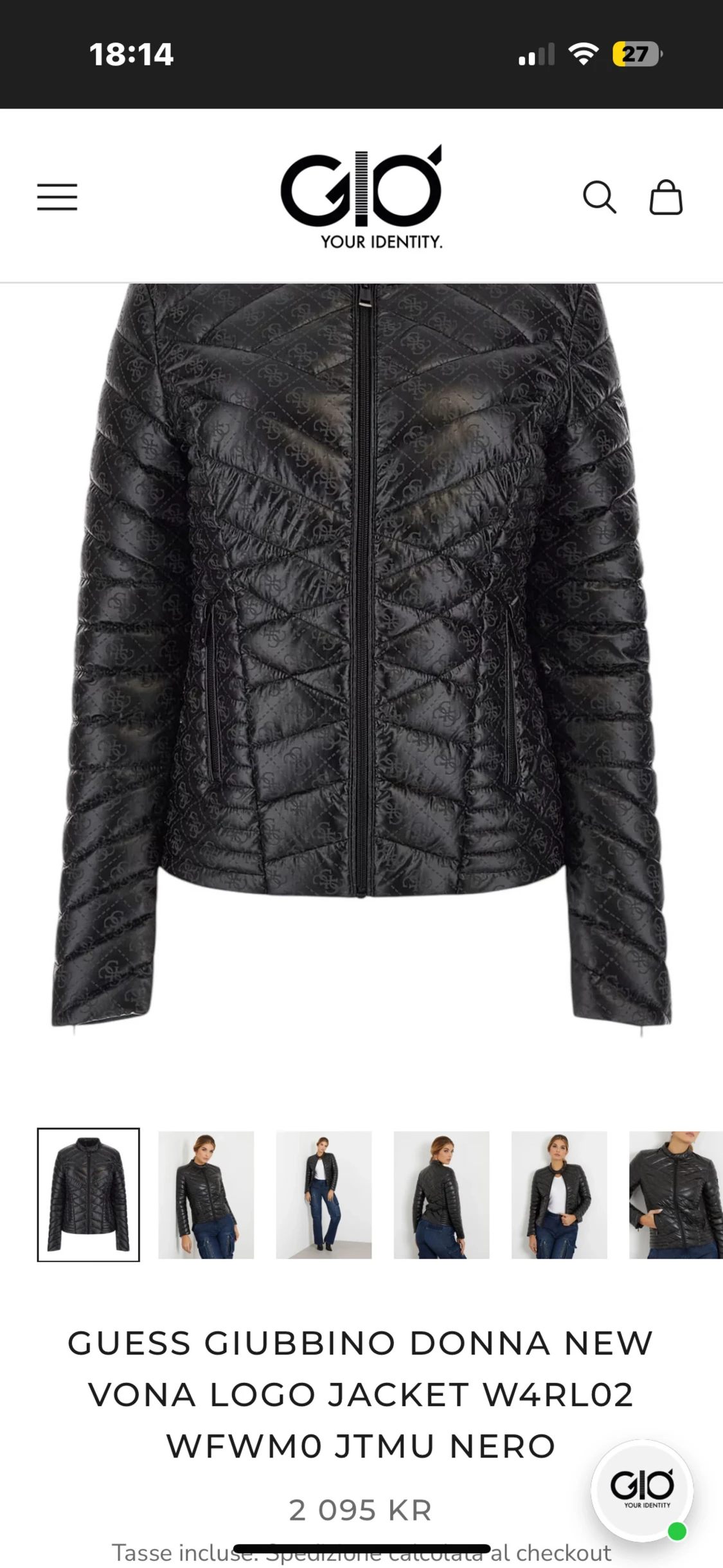 Svart quiltad pufferjacka från Guess - 4