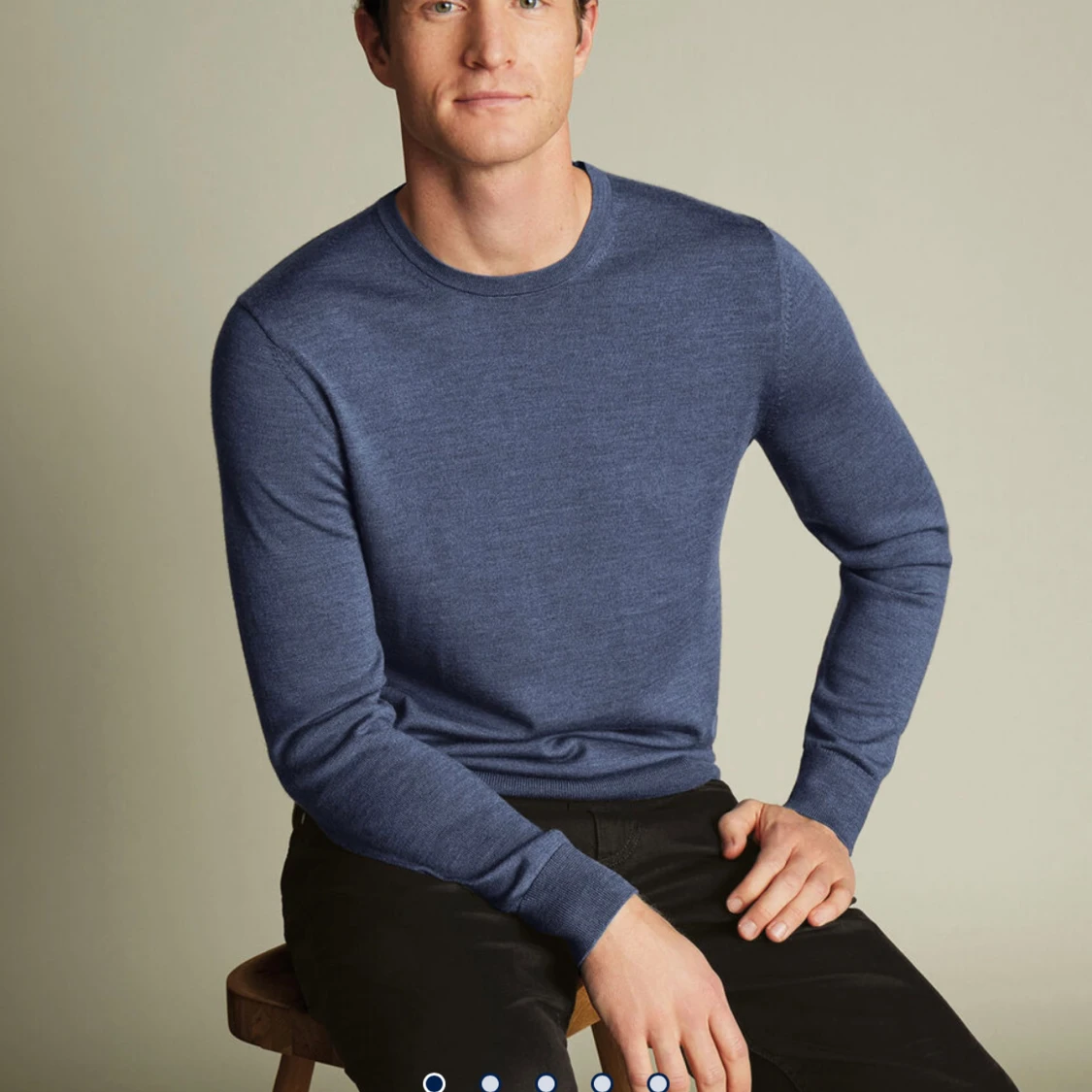 Blå stickad tröja Charles Tyrwhitt - 3