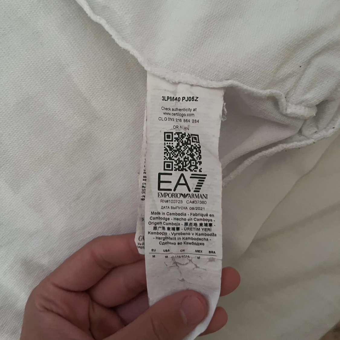 Vit EA7 hoodie med logoband - 2