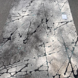 Ibiza Tegel Turkos Matta - Modern matta Ibiza Tegel Turkos med abstrakt i grått, och turkos. Storlek 160x230 cm.  Helt ny. 