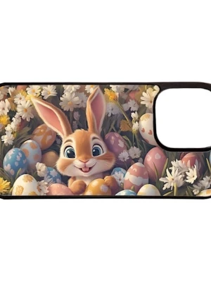 Mobilskal med påskhare och ägg - Snyggt mobilskal med färgglad påskhare och dekorerade påskägg bland vita blommor. Skalets motiv är lekfullt och perfekt för dig som gillar söta och glada designer. Passar dig som vill ha ett unikt och personligt mobilskal. Materialet är troligtvis plast.