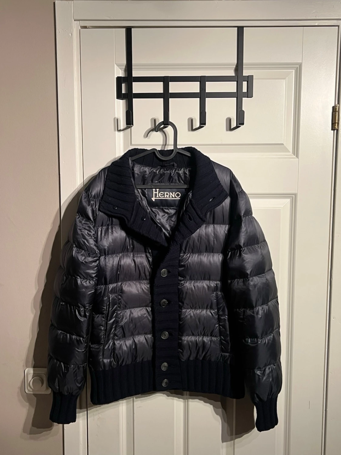 Marinblå dunjacka med bomull Herno jacka cardigan