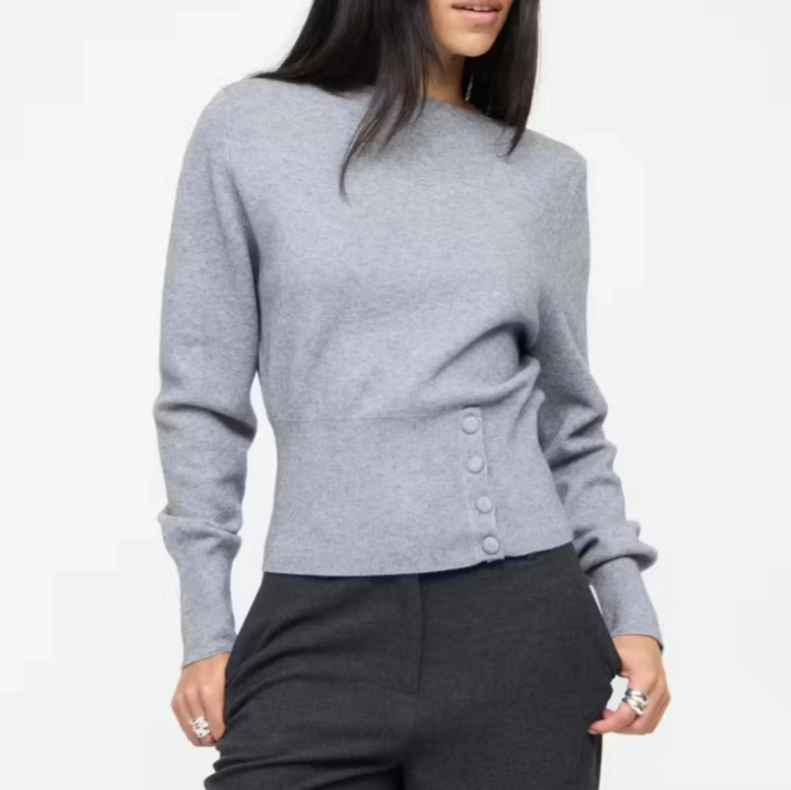 Grå stickad tröja från BikBok  - 2