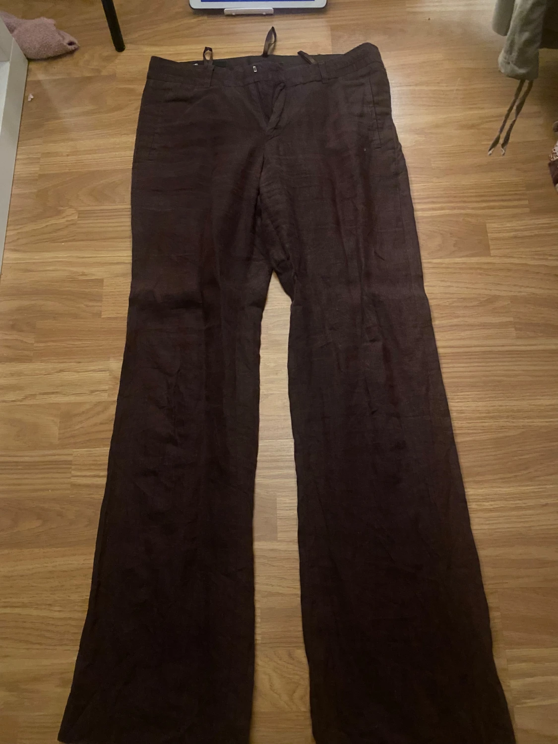 Bruna linnebyxor med wide fit - 1