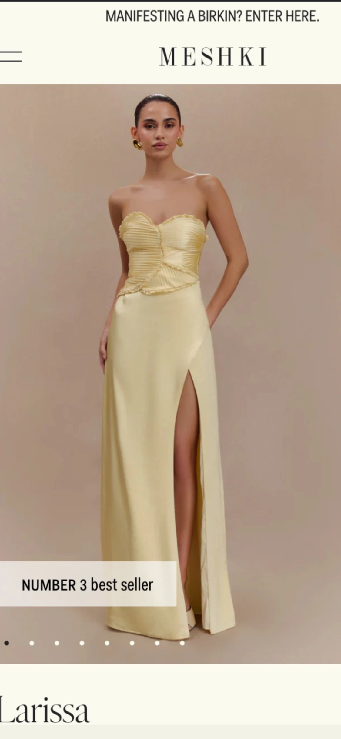 Meshki Larissa ljusgul långklänning - 1