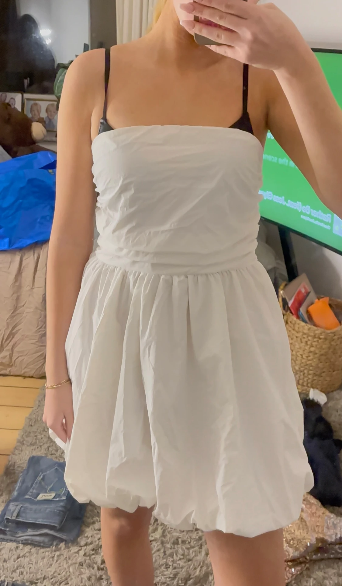 Vit bubblig kortklänning - 1