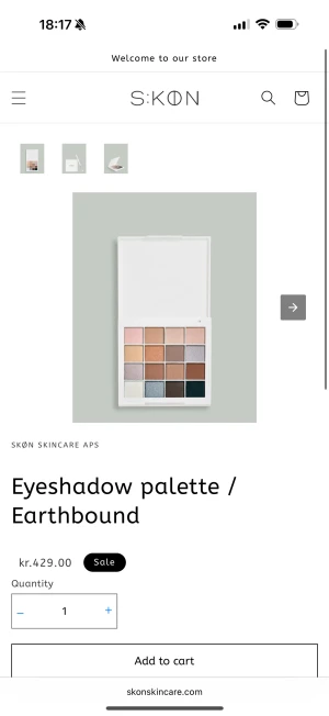 SKØN Earthbound ögonskuggspalett + borste - Säljer SKØN Earthbound ögonskuggspalett med 16 nyanser i nude, brunt, guld, grått och svart, både matta och skimrande. Medföljer vit ögonskuggsborste med mjuka syntetiska strån och silverdetalj. Perfekt för att skapa snygga looks med naturliga färger. Nypris 429kr.