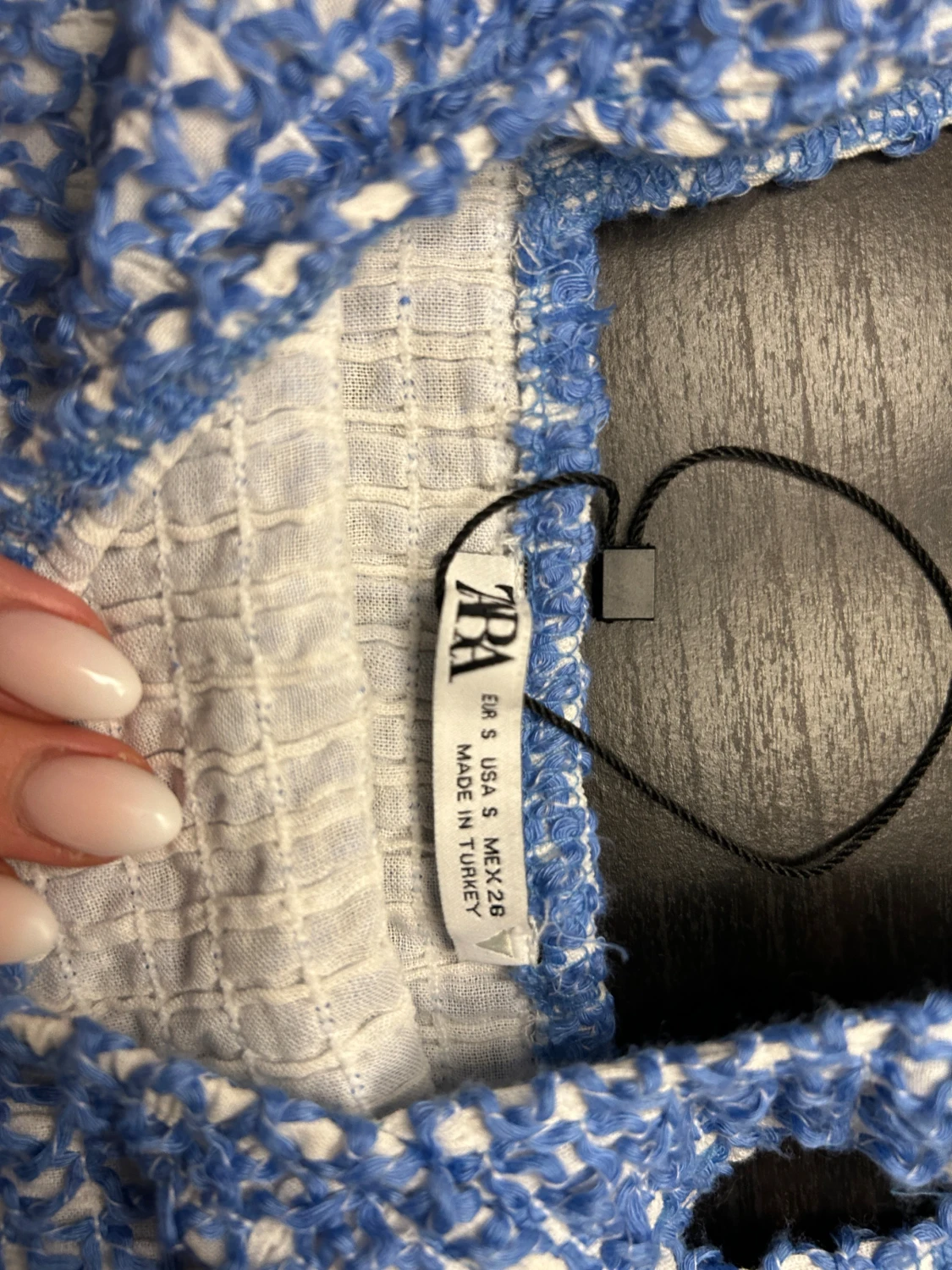 Blåvit stickad linnetopp från Zara - 1