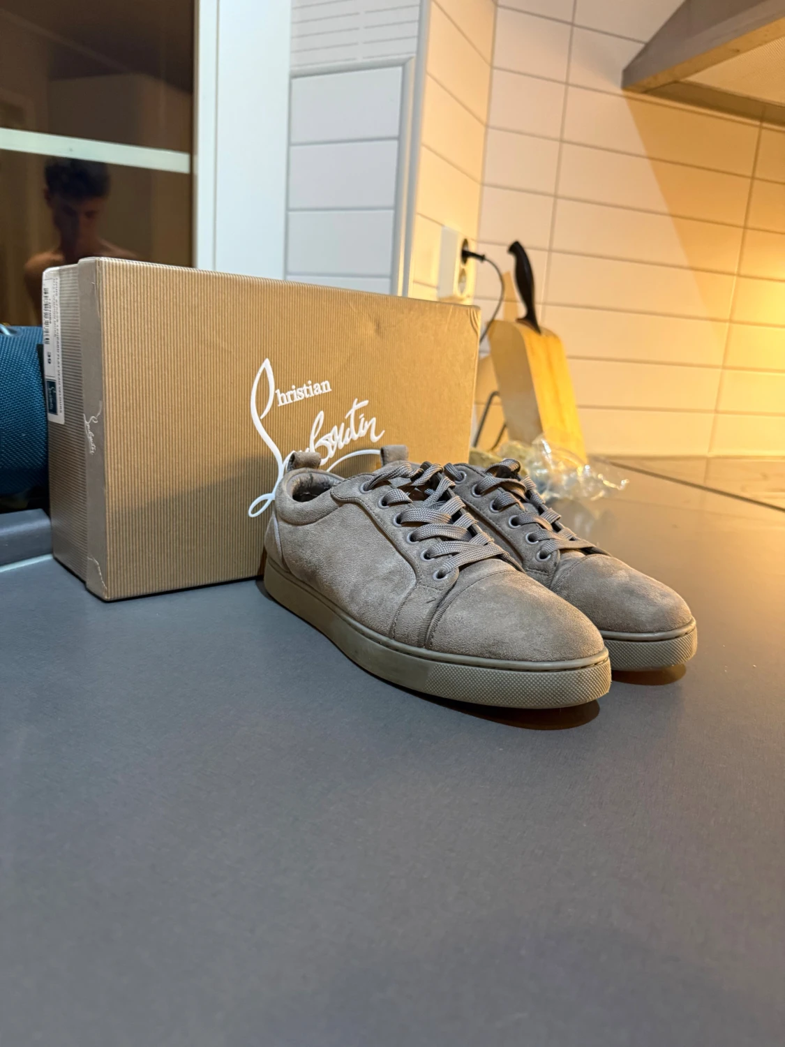 Grå mocka sneakers Christian Louboutin - 3