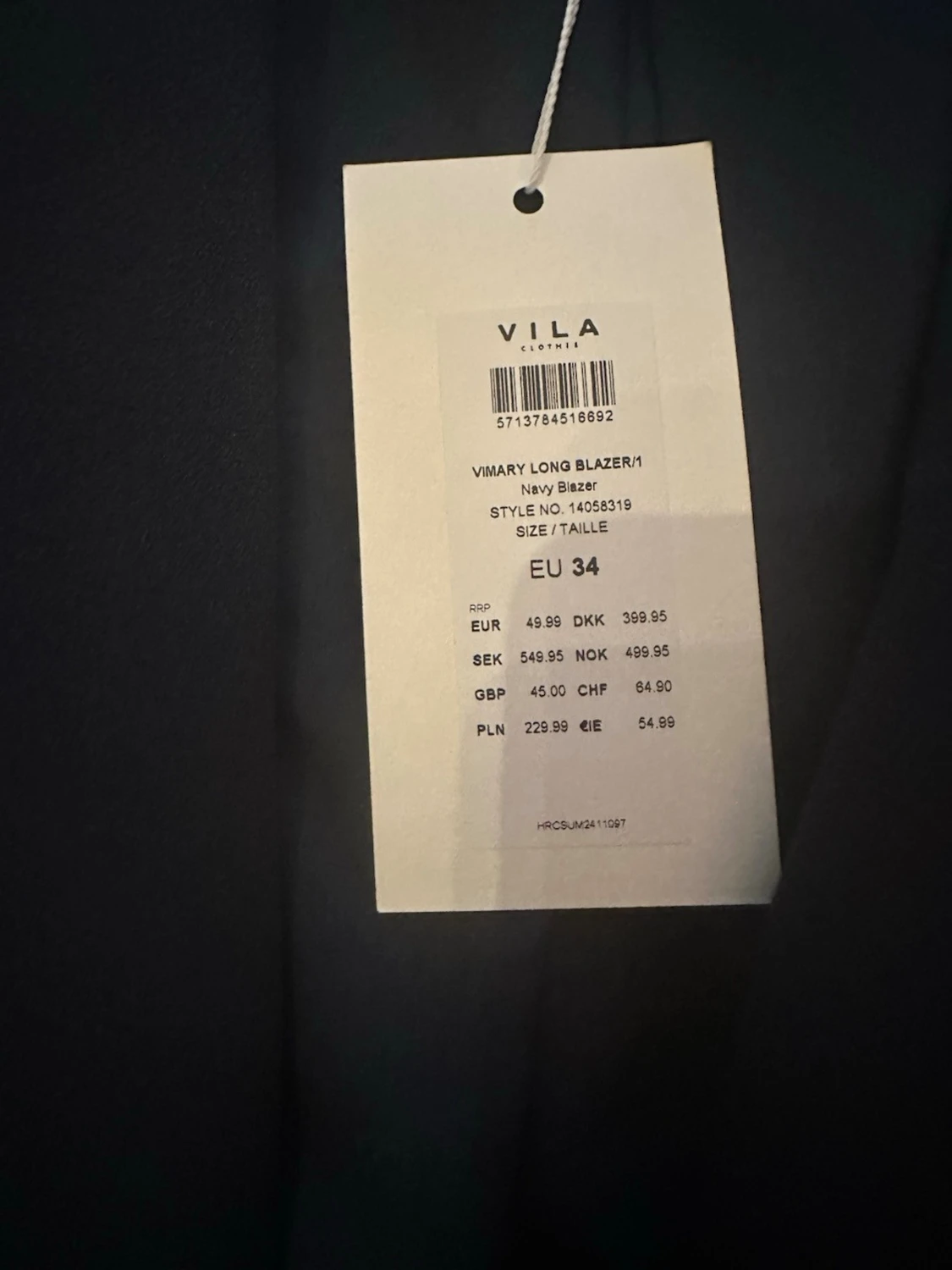 Mörkblå lång kavaj från Vila, strl 34 - 2