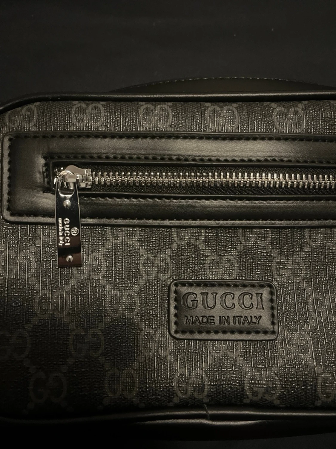 Svart  axelväska med GG-mönster - 1