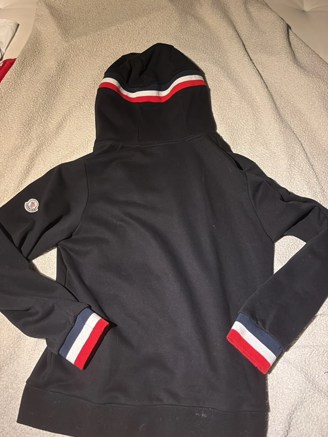 Svart zip-hoodie Moncler röd/vit detalj – XL❤️🖤 - 2