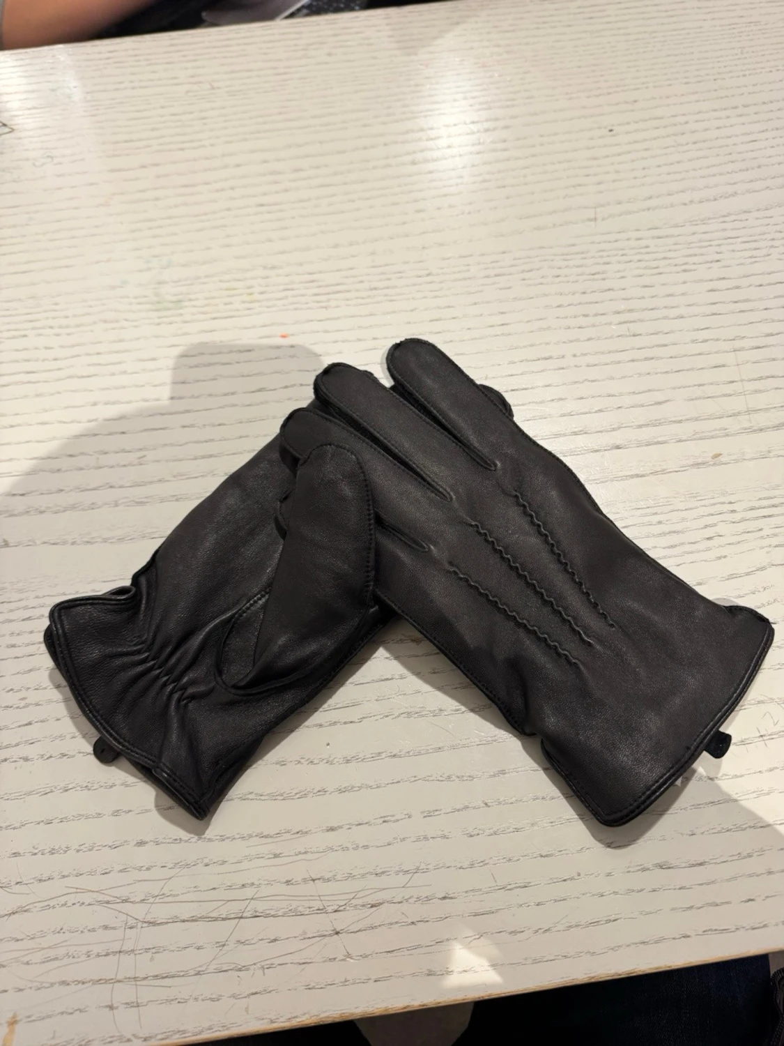 Svarta skinnhandskar/lädervantar  - 4