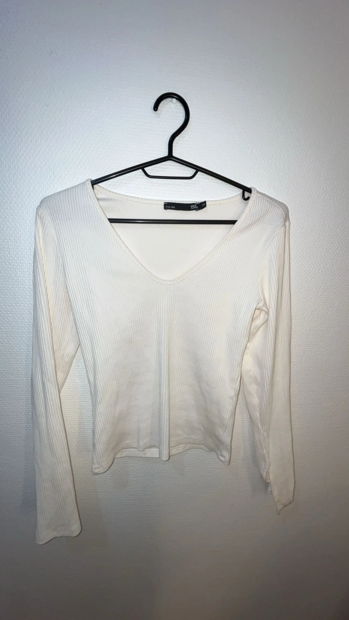 Vit ribbad långärmad topp 157 XS