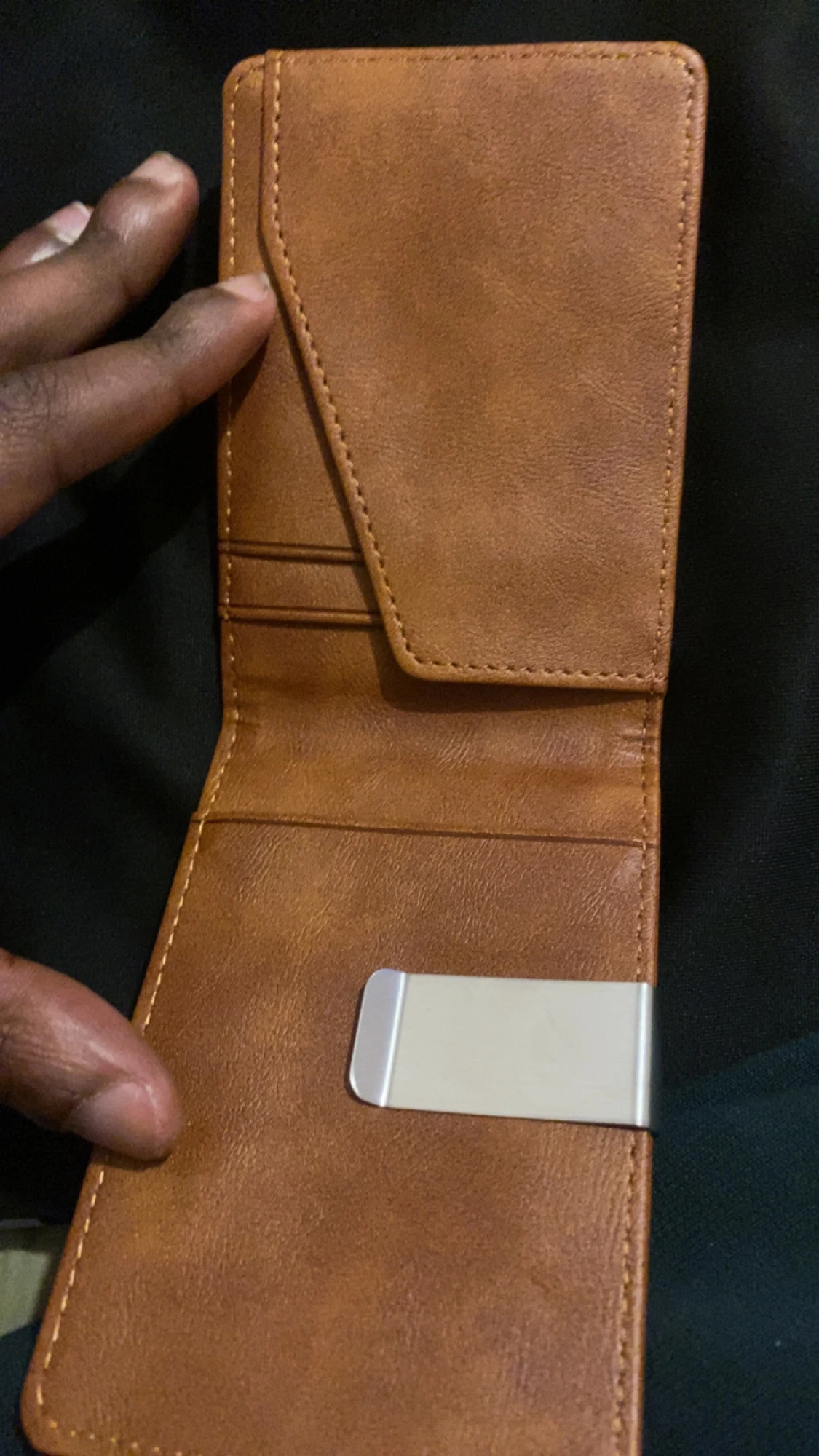 Brun plånbok med metallklämma - 1