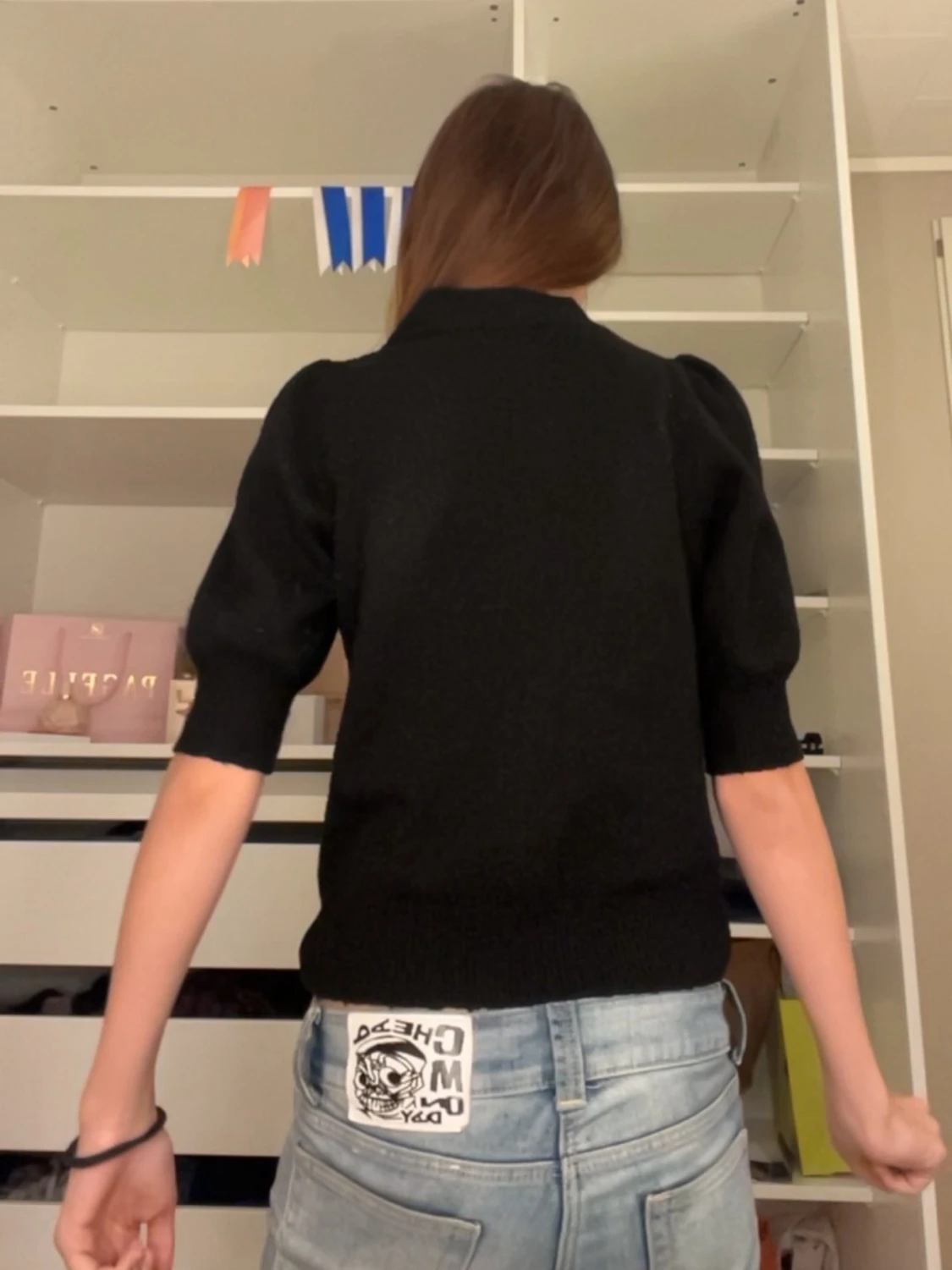 Svart stickad polotopp - 2