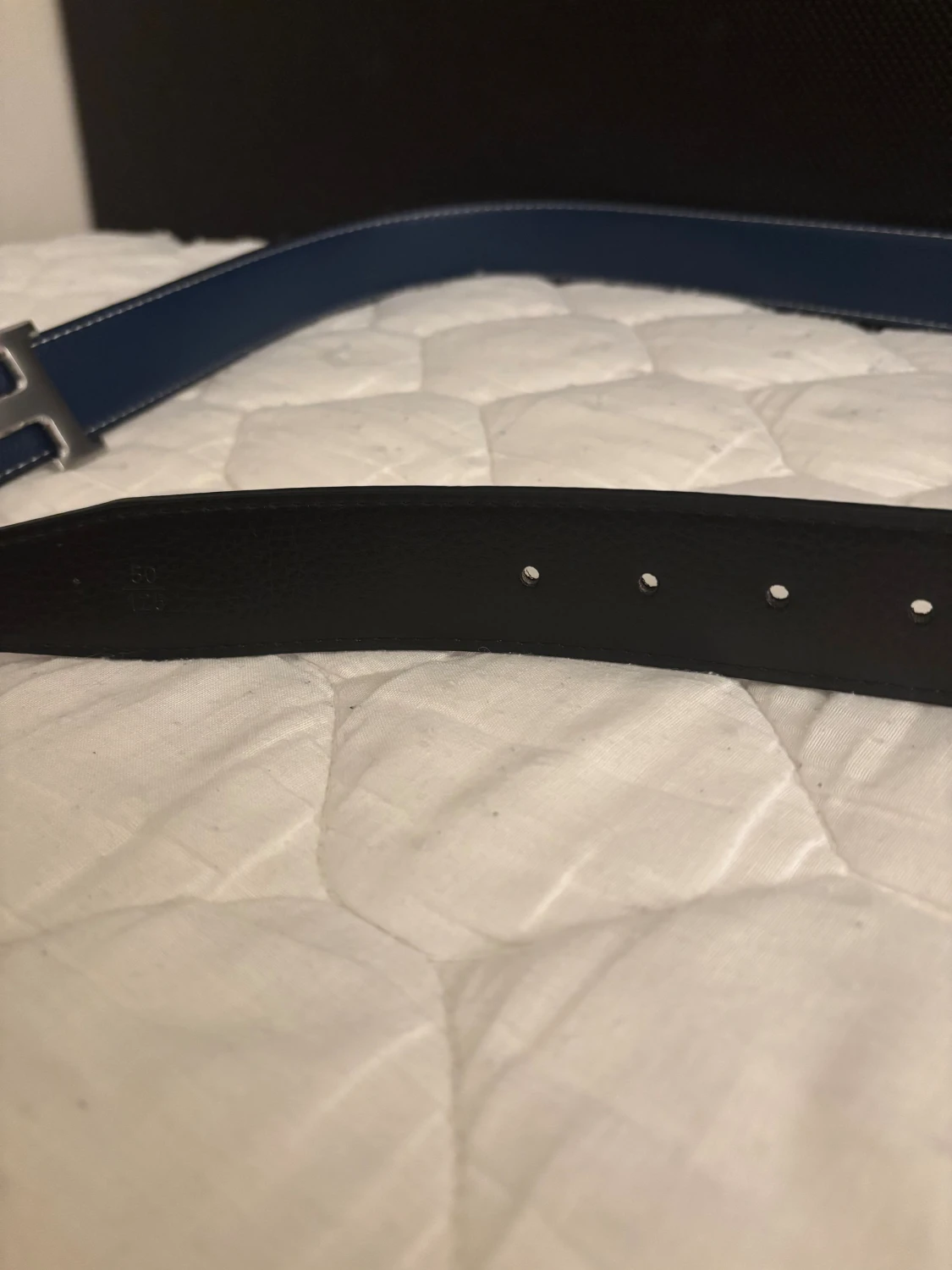 Blått läder bälte med silver spänne - 3