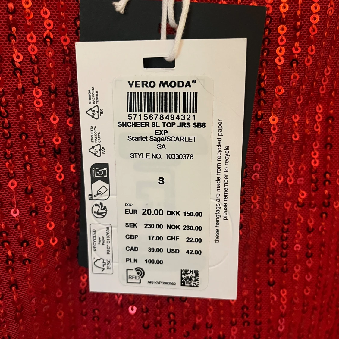 Röd paljett topp från Vero Moda❤️ - 2