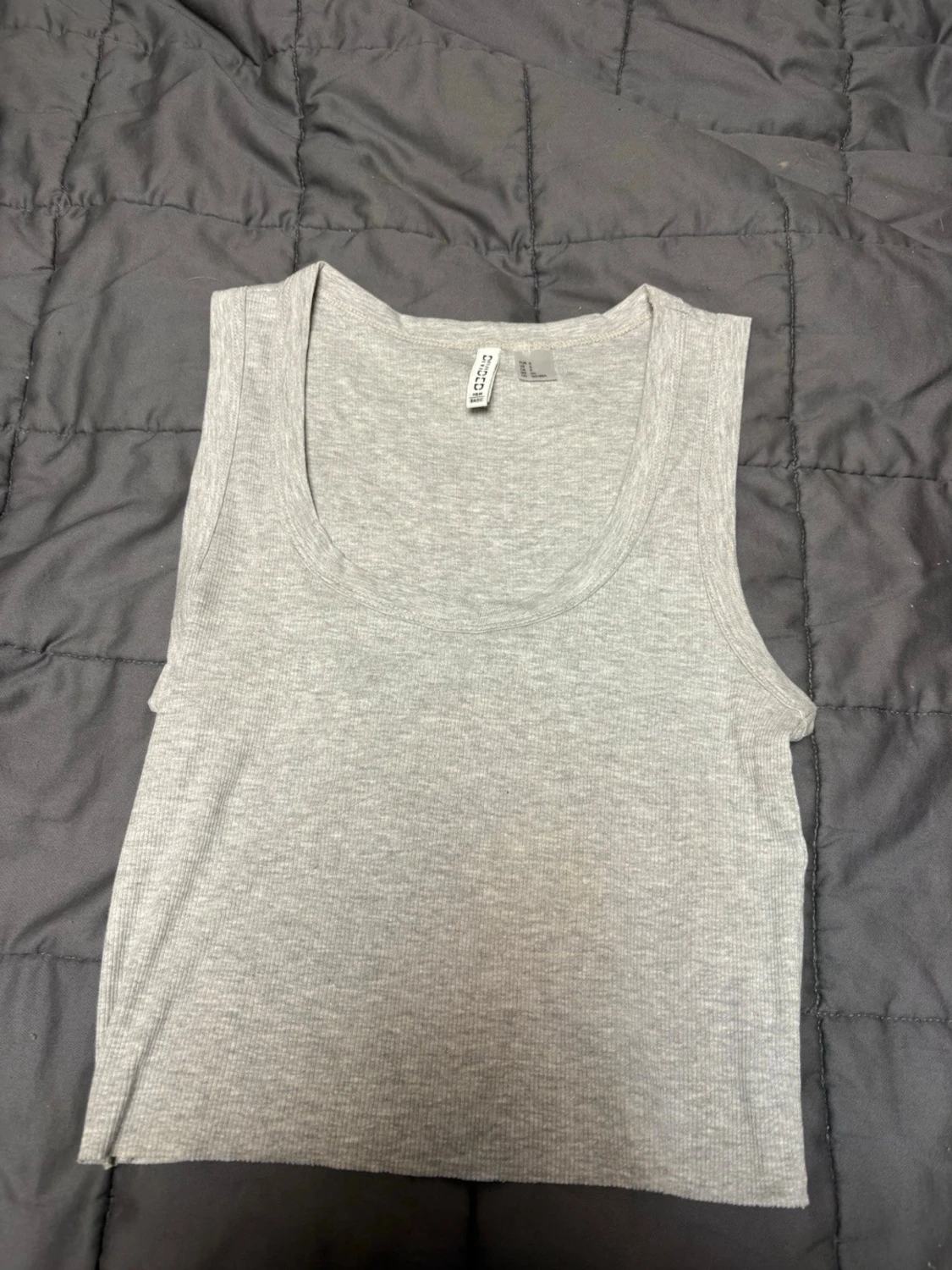 Grå ribbad linnetopp H&M Divided