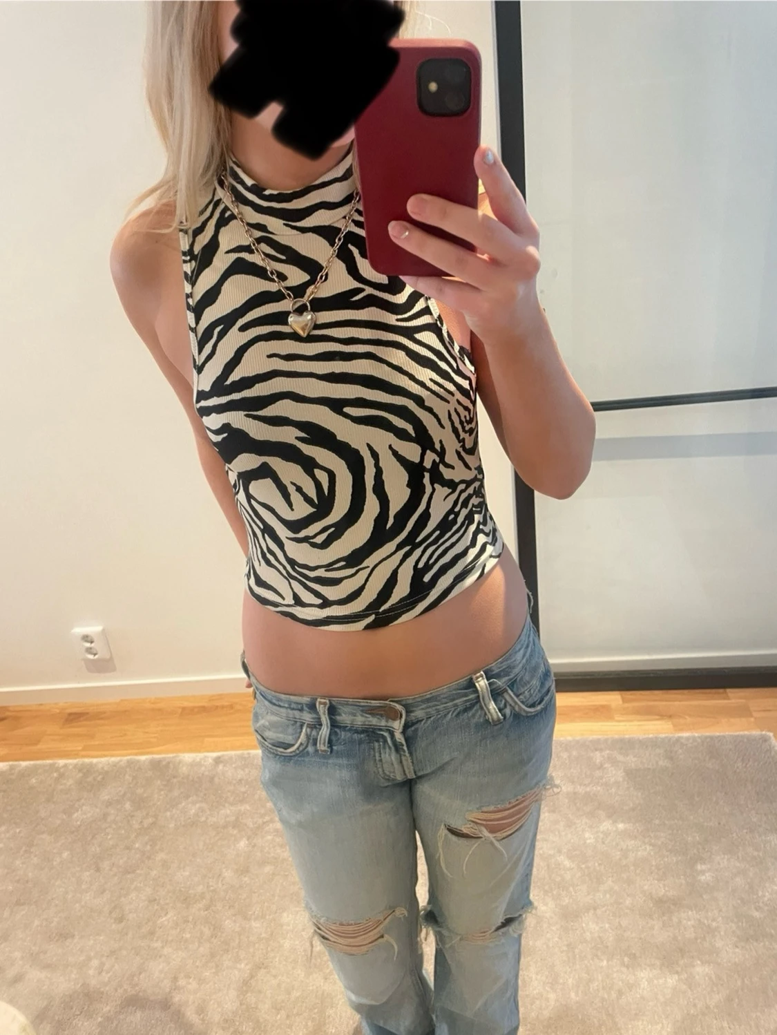 Zebramönstrad croppad linnetopp - 1