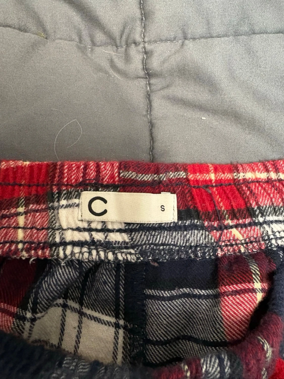 Rödblå rutiga byxor i bomull - 1