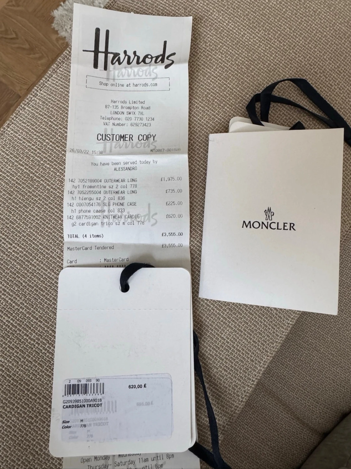 Mörkblå quiltad cardigan jacka Moncler - 6