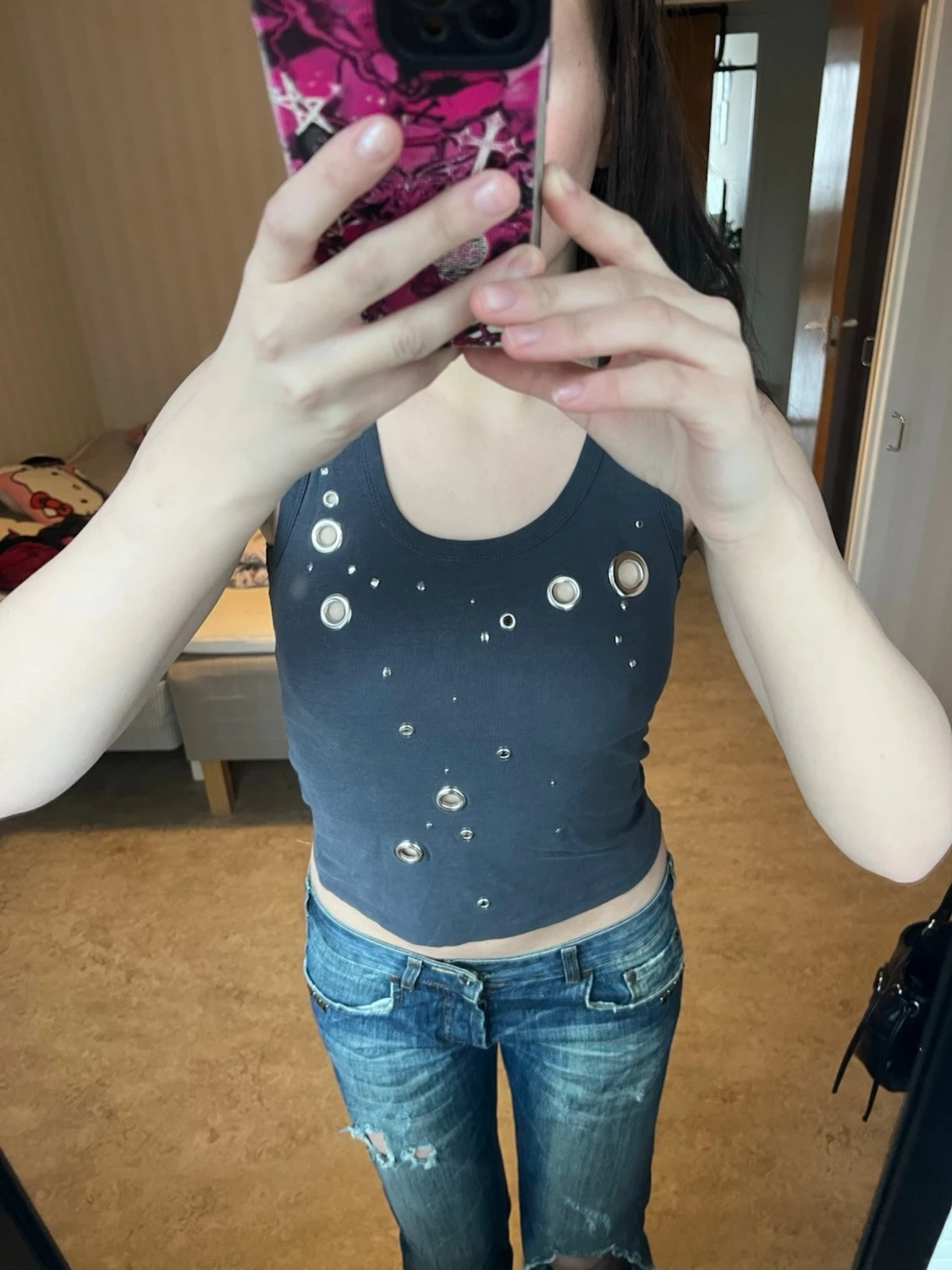 Mörkgrå croppad linnetopp Jaded London - 1