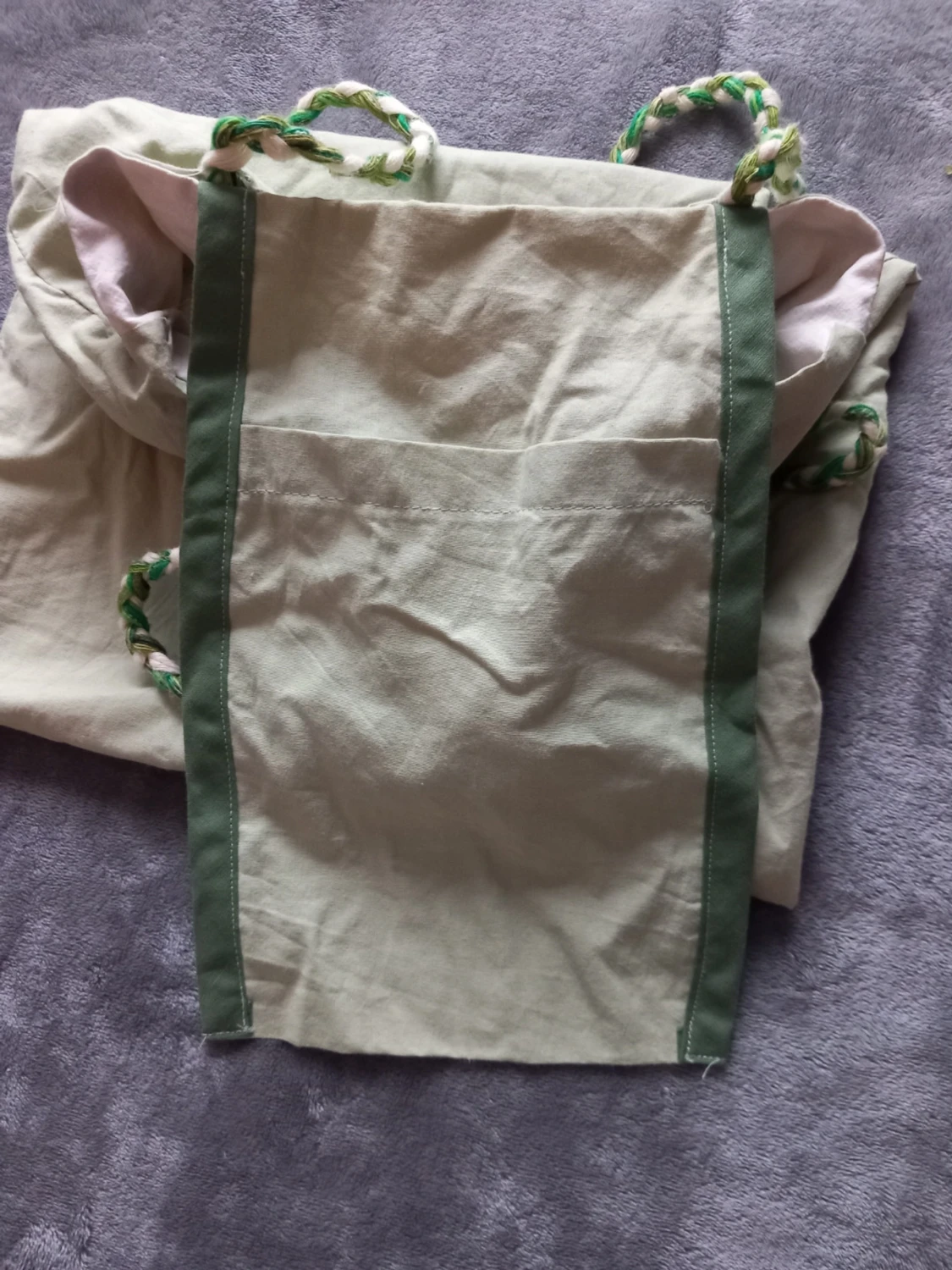 Ljusgrön handgjord shoppingväska med flätade handtag - 3