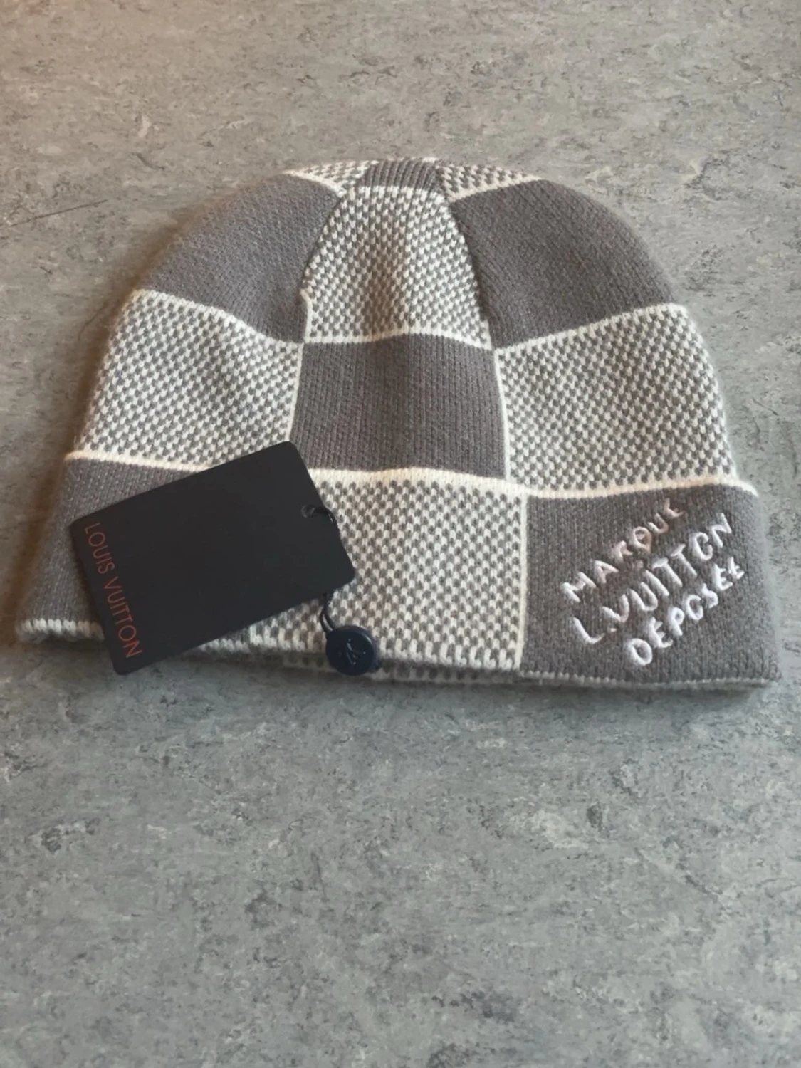 Grå-rutig Louis Vuitton mössa i kashmir - 2