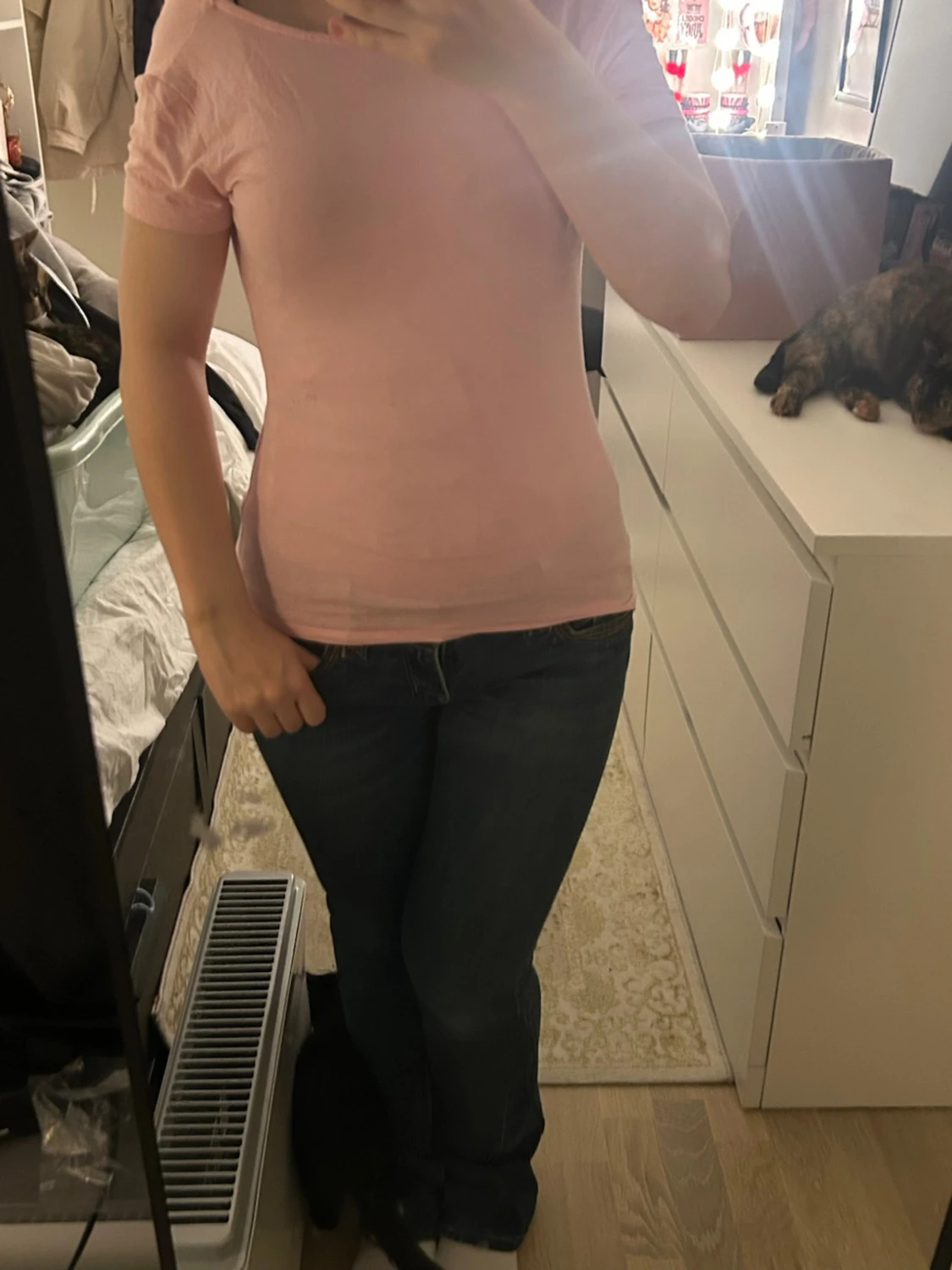 Ljusrosa topp med öppen rygg 157