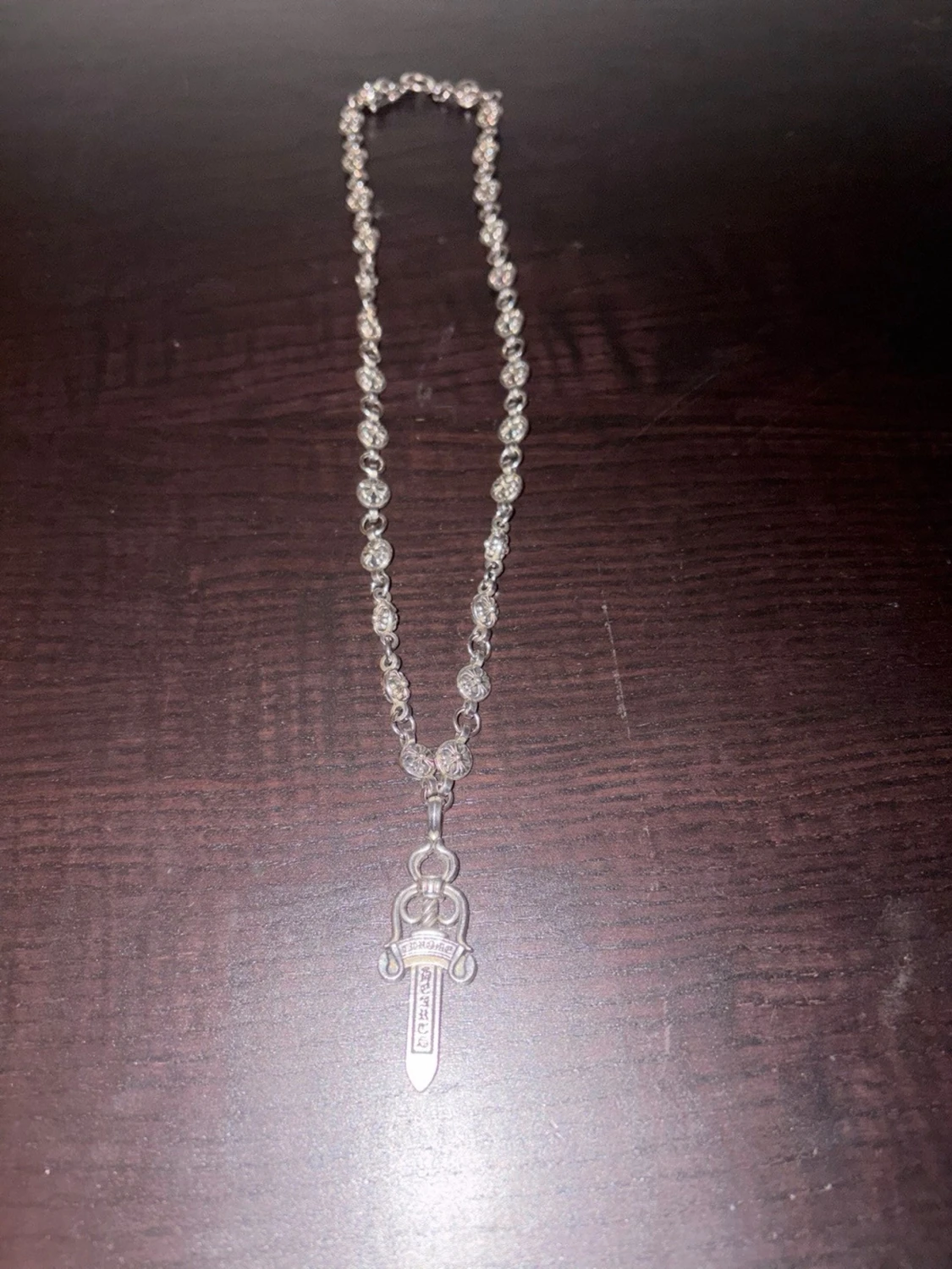 Chrome Hearts silver halsband med svärd