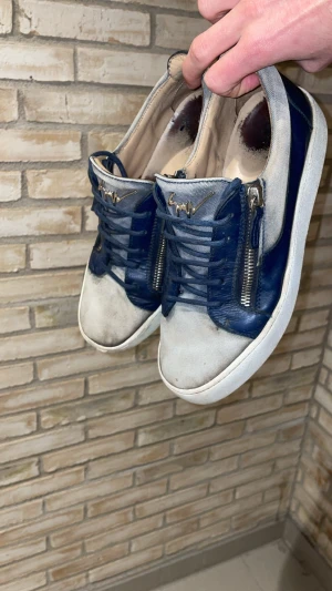 Guiseppe Zanotti - Zanotti dojjor i mörk blå och grå. De är ganska använda men har många sesånger kvar i sig. Skador på hälen som man ser i bild 2 och framsidan, men inget märkvärdigt. Dm är öppet för frågor och prutningar 👍