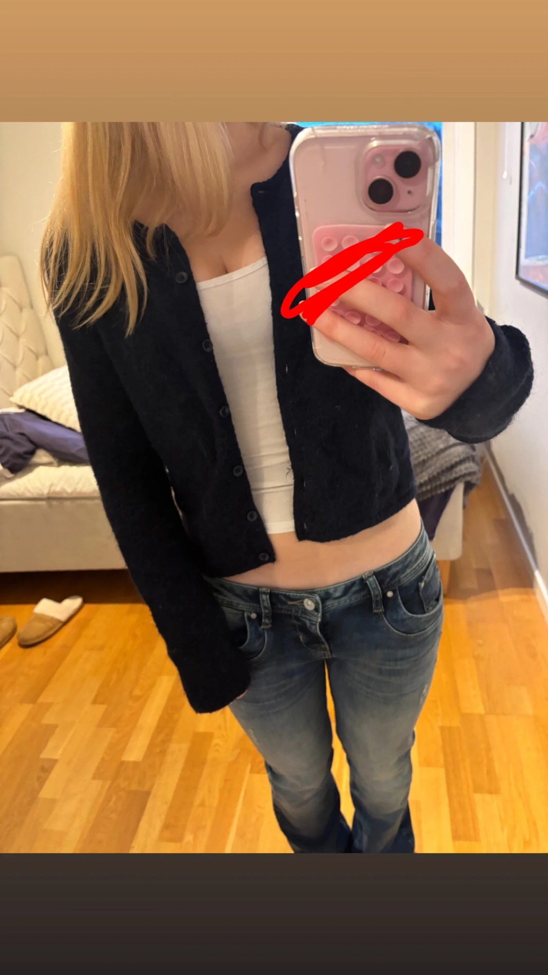 Mörkblå stickad kofta  - 1