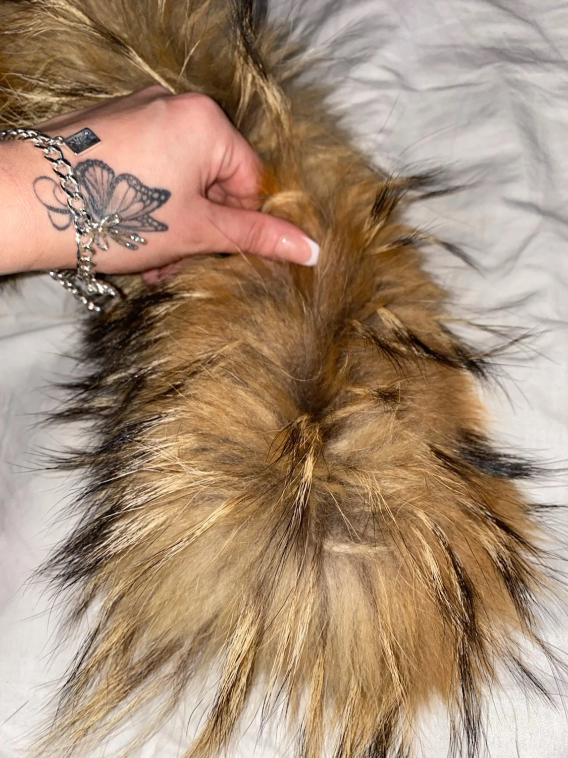 Brun fluffig pälsvästkrage - 3