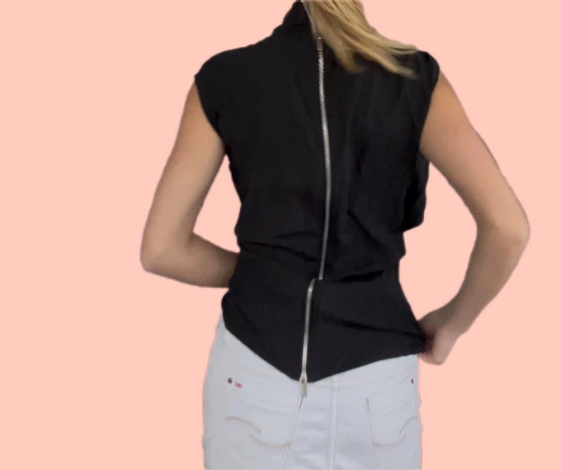 Svart sidenblus 100% silke/siden  - 4