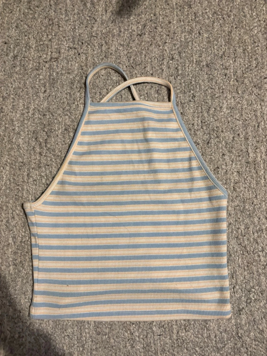 Dam randig ribbad linnetopp i pastell - 1