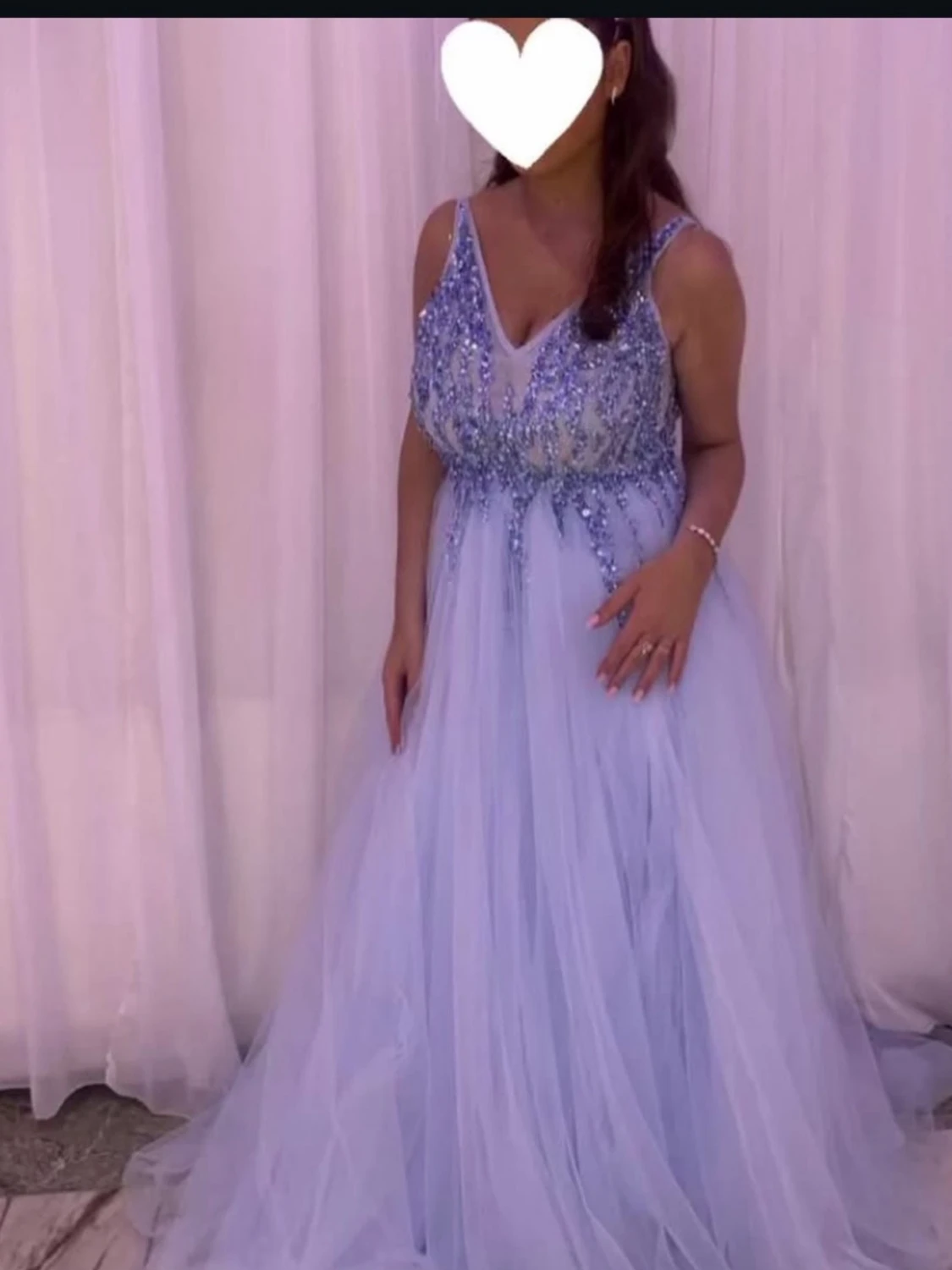 Ljusblå långklänning med paljetter - 2