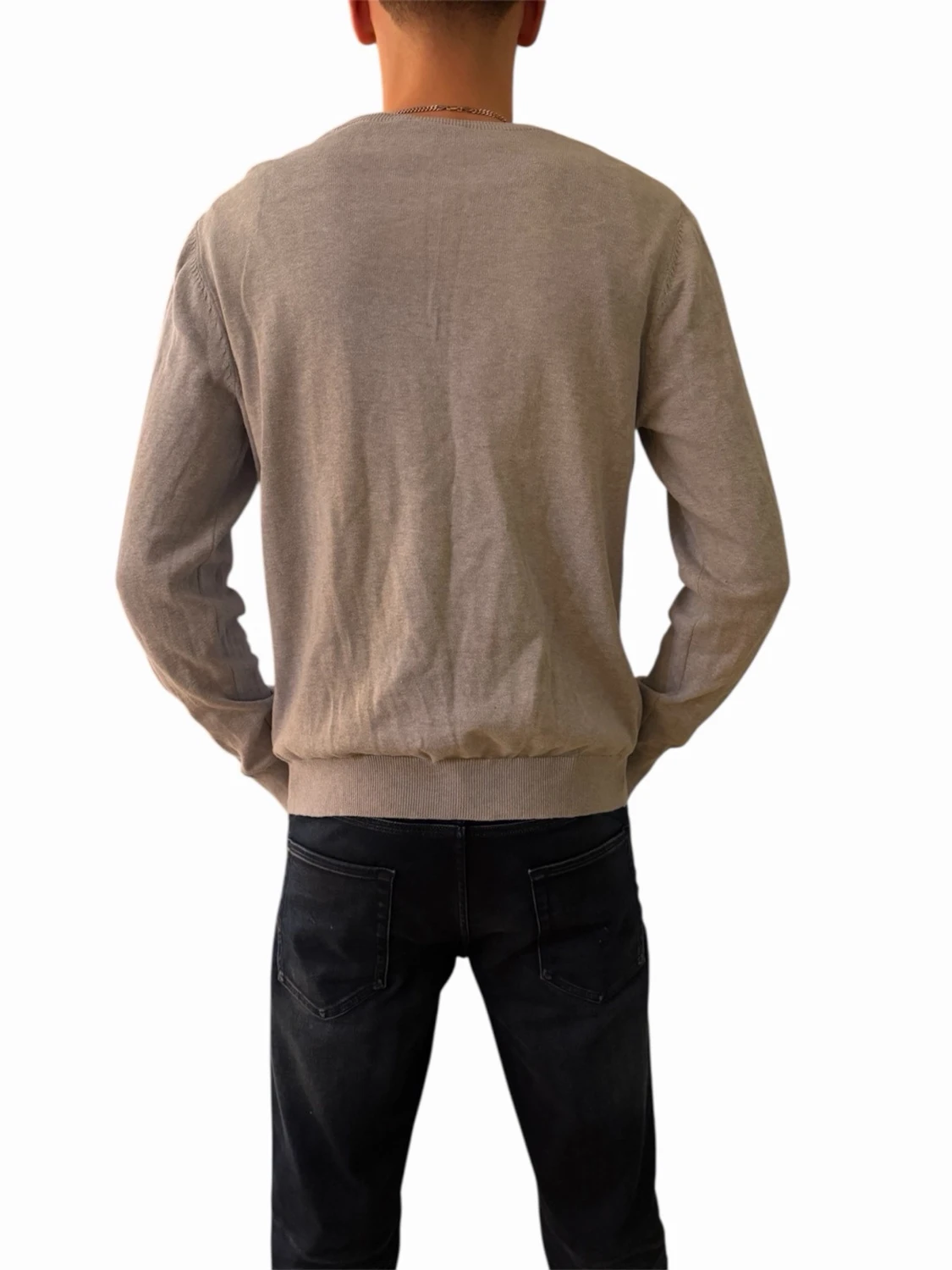 Ljusgrå basic tröja i bomull - 1