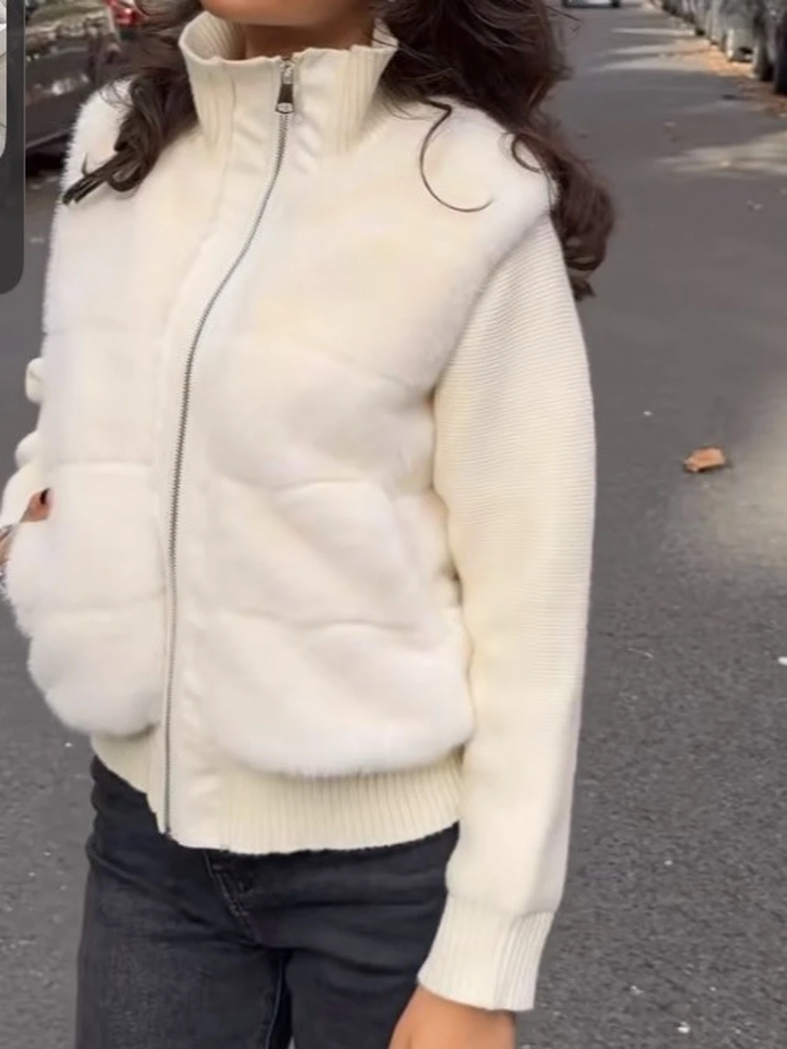 Äkta rävpåls Vit teddyjacka med dragkedja - 2