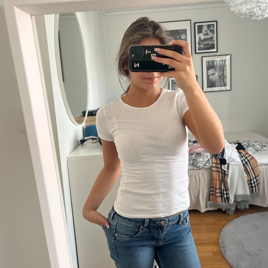 Vit tight t-shirt i bomull Hm