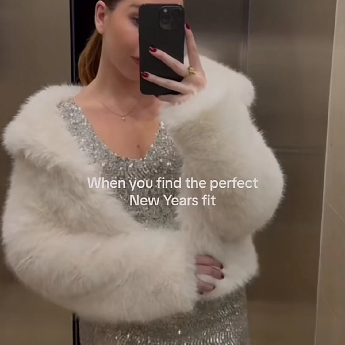 Vit fluffig pälsjacka - 2