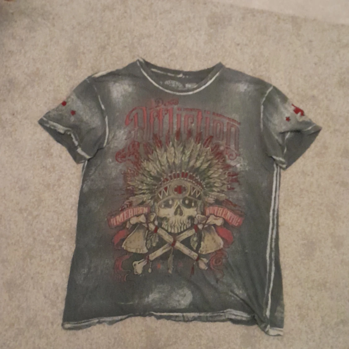 Grå Affliction Dödskalle Tshirt