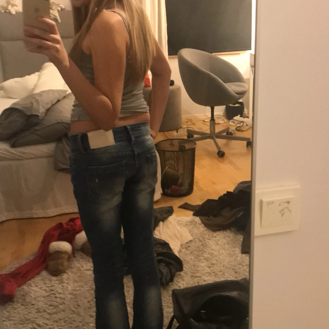 Blå boutcut jeans - 1